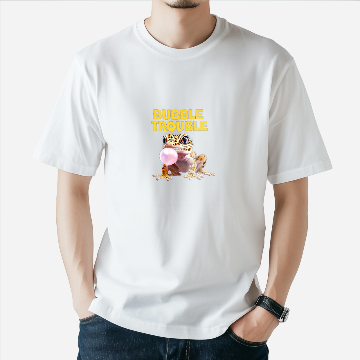 Tシャツ レオパードゲッコー｜Bubble Trouble デザイン